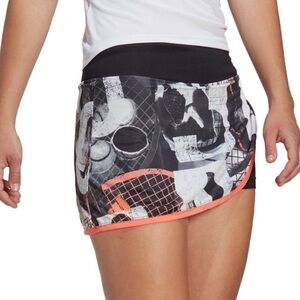 New Adidas Printed Club Asymmetrical Black and White Tennis Skirt